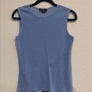 Karen Scott Light Blue Cotton Ribbed Tank Top